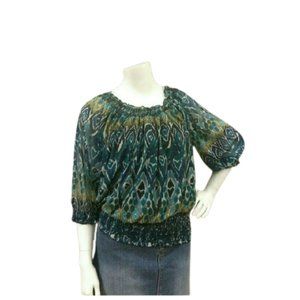 🍒3/$15🍒Cha Cha Vente Blue Green Ruffle top